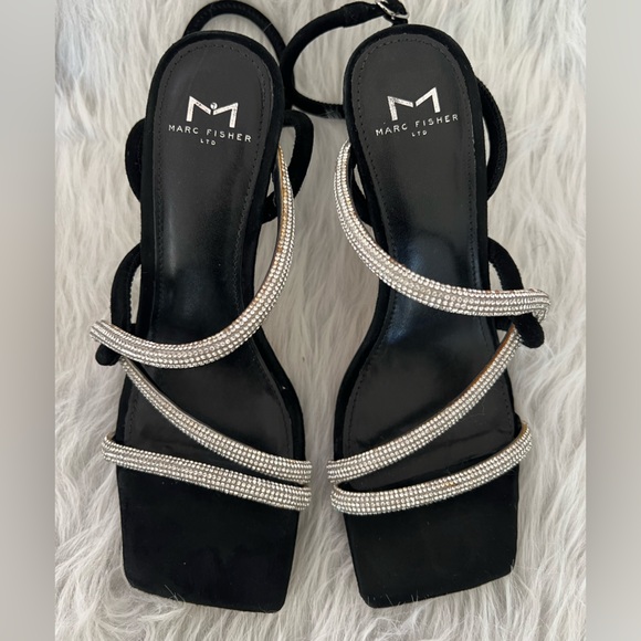 Marc Fisher Debbie Crystal Suede Ankle Strap Sandals - Picture 3 of 9